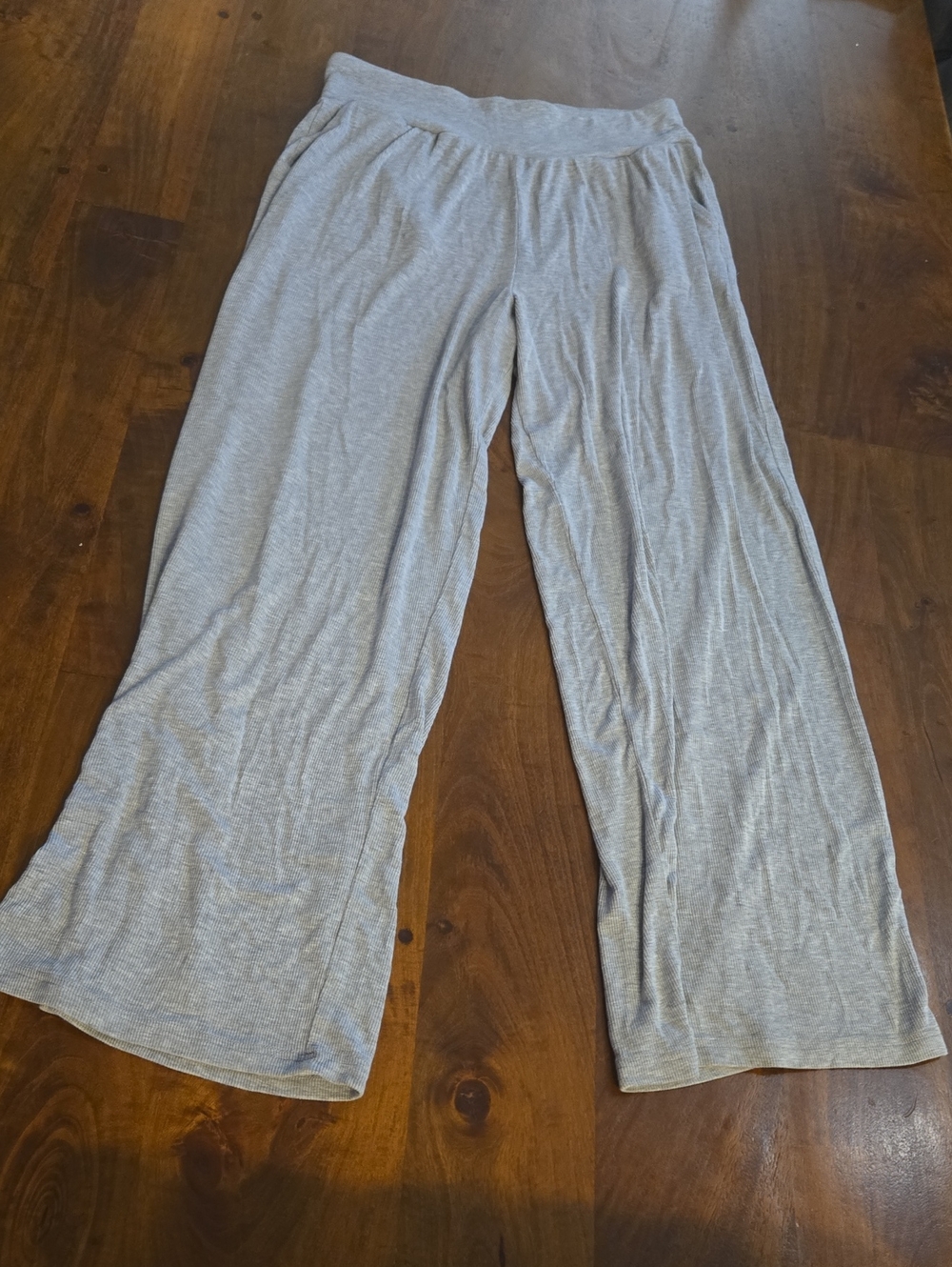 Cozy Earth Gray Ribbed Bamboo Wide Leg Lounge Pajama Pants Size Medium